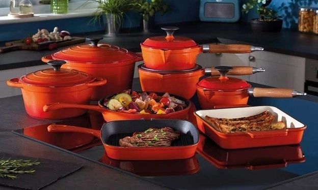 13 piece Cast Iron, Non Stick Cookware Set