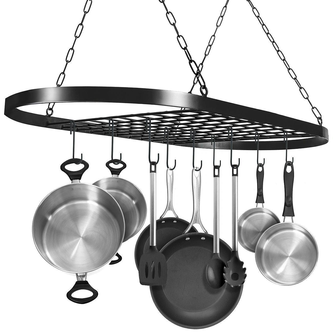 Ceiling Mount Kitchen Cookware Hanging Iron Pot Rack
