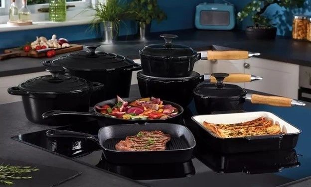 13 piece Cast Iron, Non Stick Cookware Set
