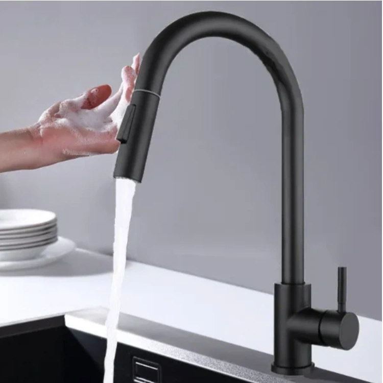 Stainless Steel Motion Sensor Kitchen Faucet (Black or Chrome)