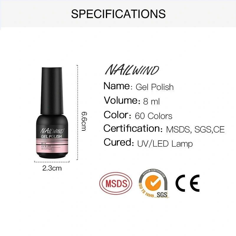 NAILWIND Gel Nail Polish 8ML Assorted Colors 6pcs
