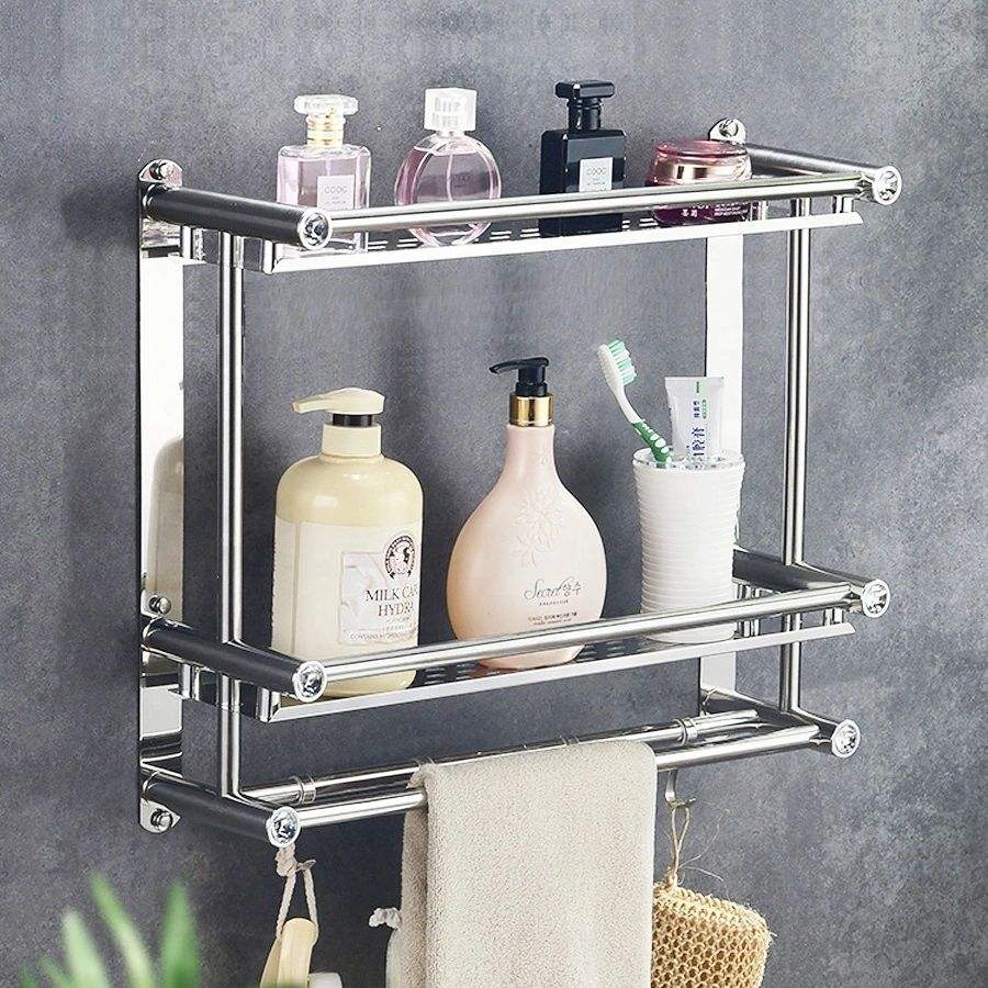 Two Tier Wall Mounted Bathroom Rack
