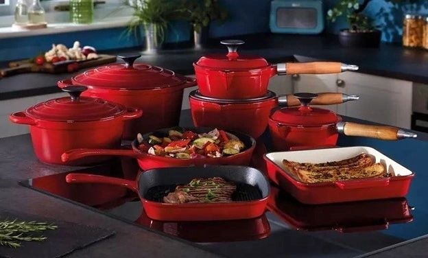 13 piece Cast Iron, Non Stick Cookware Set