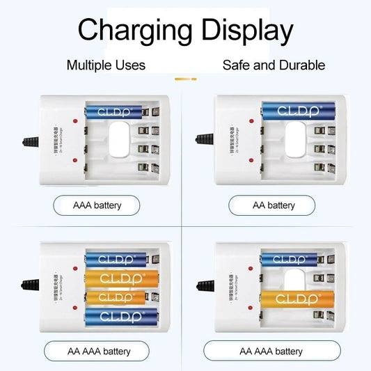 Standard Battery Charger 4 Slots USB Smart Charger for 1.6V AA and AAA Zinc Nickel Batteries
