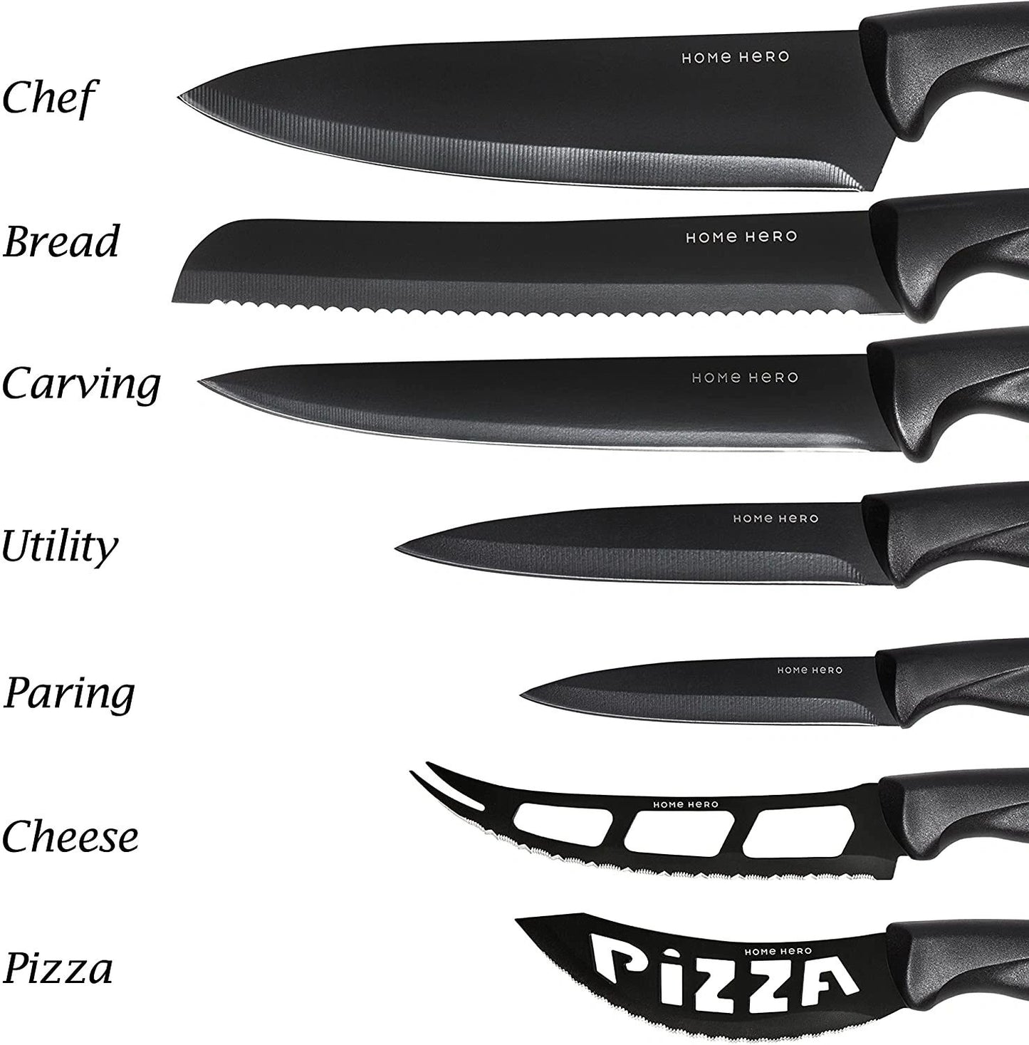 17 Piece High Quality Carbon Stainless Steel Kitchen Knife Set with Sharpener & Knife Block